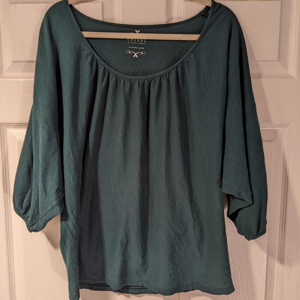 Beautiful Teal Anthropologie dramatic dolman sleeve shirt